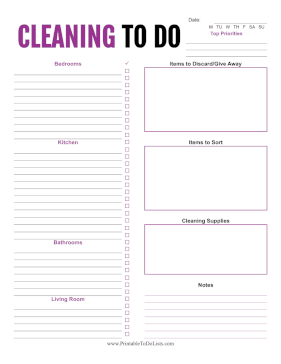 Cleaning To Do List