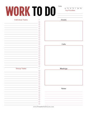 Daily Work To Do List