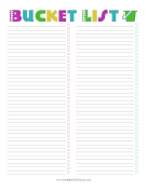 Printable Colorful Bucket List 