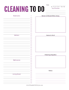 Cleaning To Do List