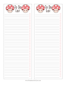 Printable Cute Mushrooms To Do List