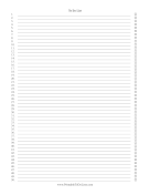 Printable Numbered Checklist To 50